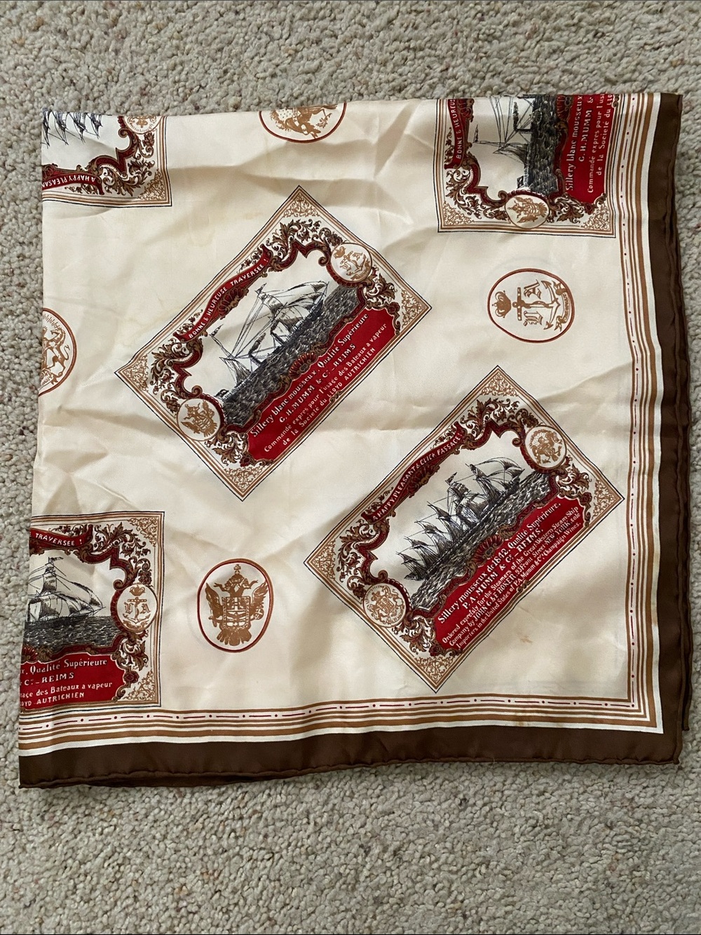 Champagne Mumm Collection Silk Hand Rolled Scarf.